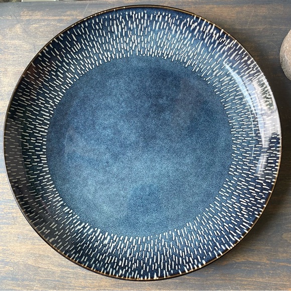 Meritage blue jasper hand painted stoneware dinner plate new - Picture 1 of 10